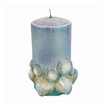 Candela a forma di pillar conchiglie 15x80 cm