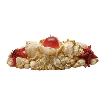 Candela a forma di centro rettangolare conchiglie 46x20 h12 cm